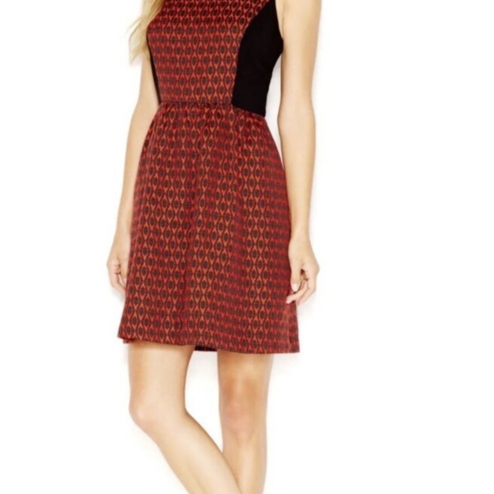 Chic Red and Black Patterned Dress